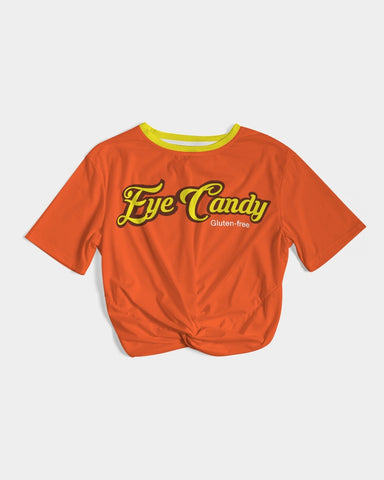 Eye Candy peanut. Butter ( Reese’s) Twist-Front Cropped Tee