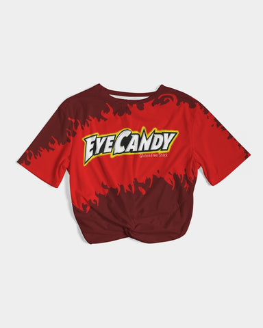 Eye Candy cinnamon (Hot Tamale) Twist-Front Cropped Tee