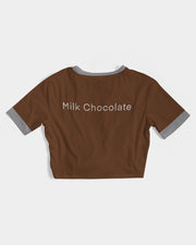 Eye Candy milk chocolate (Hershe) Twist-Front Cropped Tee