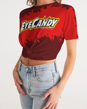 Eye Candy cinnamon (Hot Tamale) Twist-Front Cropped Tee