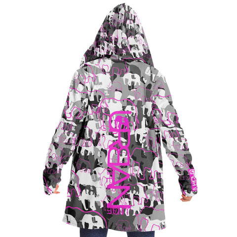 Gray and pink elephatigue long cloak